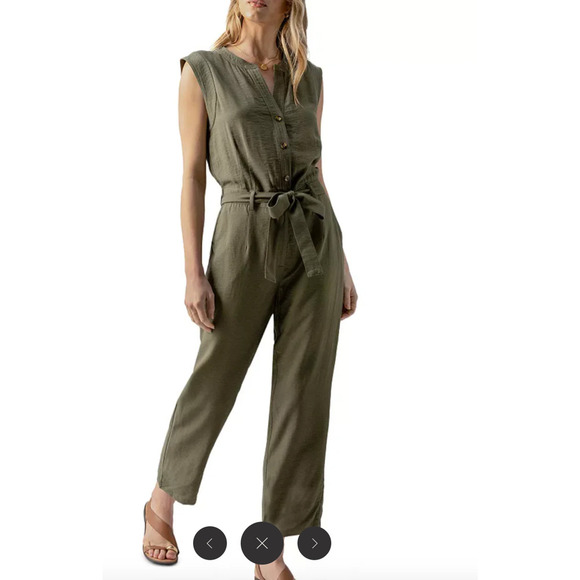 Sanctuary Pants - NWT Sanctuary Olive Sleeveless Button Up Jumpsuit Sz Large $139